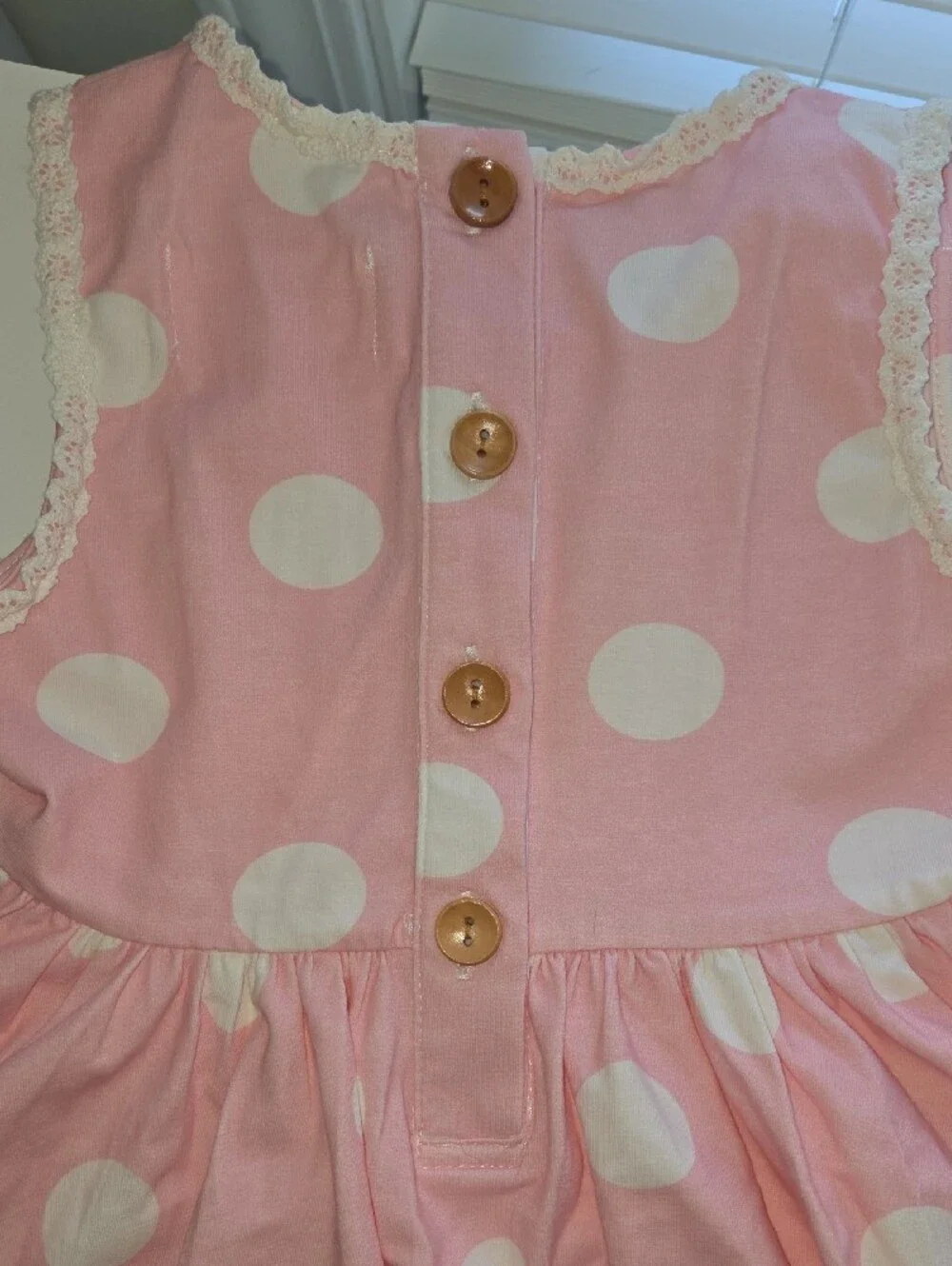 Sweet Honey  Pink And White Polka Dot Girls Dress Set